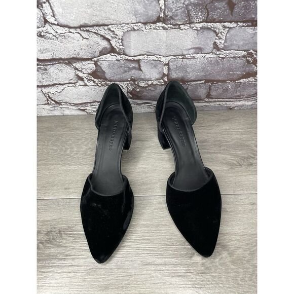 JENNI KAYNE Black Velvet D’ Orsay Block Heel Pointed Shoes Women Sz 39.5EU/9M US - Picture 5 of 16